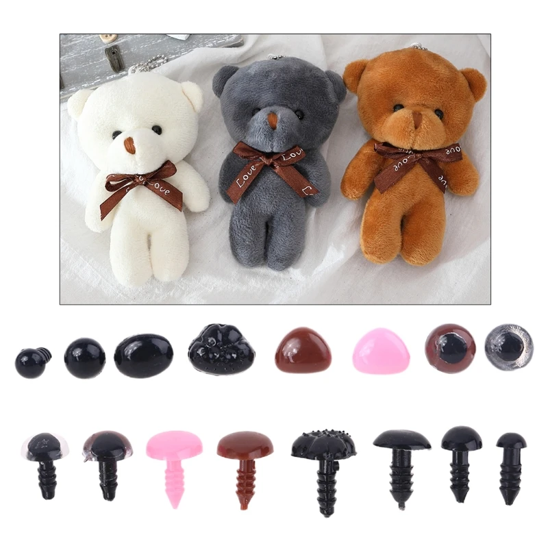 48pcs/set DIY Multicolor Triângulo Nariz Redondo de Segurança Olhos com Arruelas para o Urso de Fantoches Bonecos de Brinquedos cor-de-rosa/preto/marrom