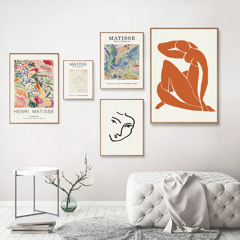 Vintage Henri Matisse Retro Cartazes e Estampas Abstratas Arte de Parede de Lona Imprime Vintage Poster Bege Parede Imagens de Decoração de Casa