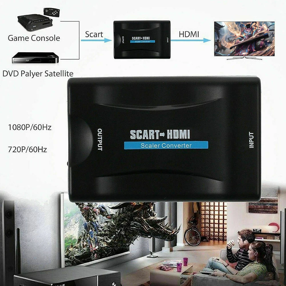 Sinal de Áudio de Vídeo, Conversores de Luxo Adaptadores de Receptor de HD 1080P para HDMI, SCART compatível para uso Doméstico, Acessórios de Computador