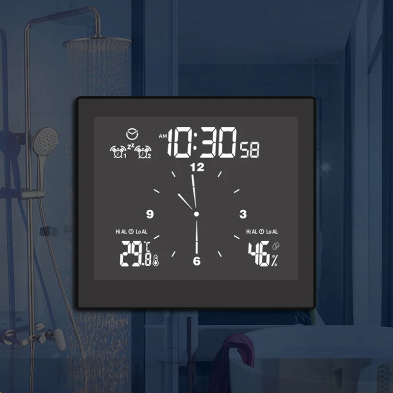 Higrómetro Do Termômetro De Digitas Casa De Banho, Relógios De Lcd Ventosa Impermeável Duche Relógios Medidor Da Umidade Da Temperatura Alarme