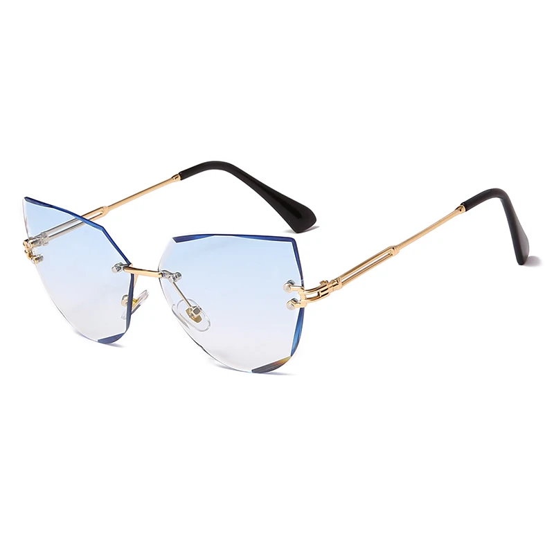 Sem aro, Óculos estilo Olho de Gato Marca de Luxo de Design Mulheres Metal de óculos de Sol da Moda Senhora Tons UV400 Óculos oculos gafas de sol