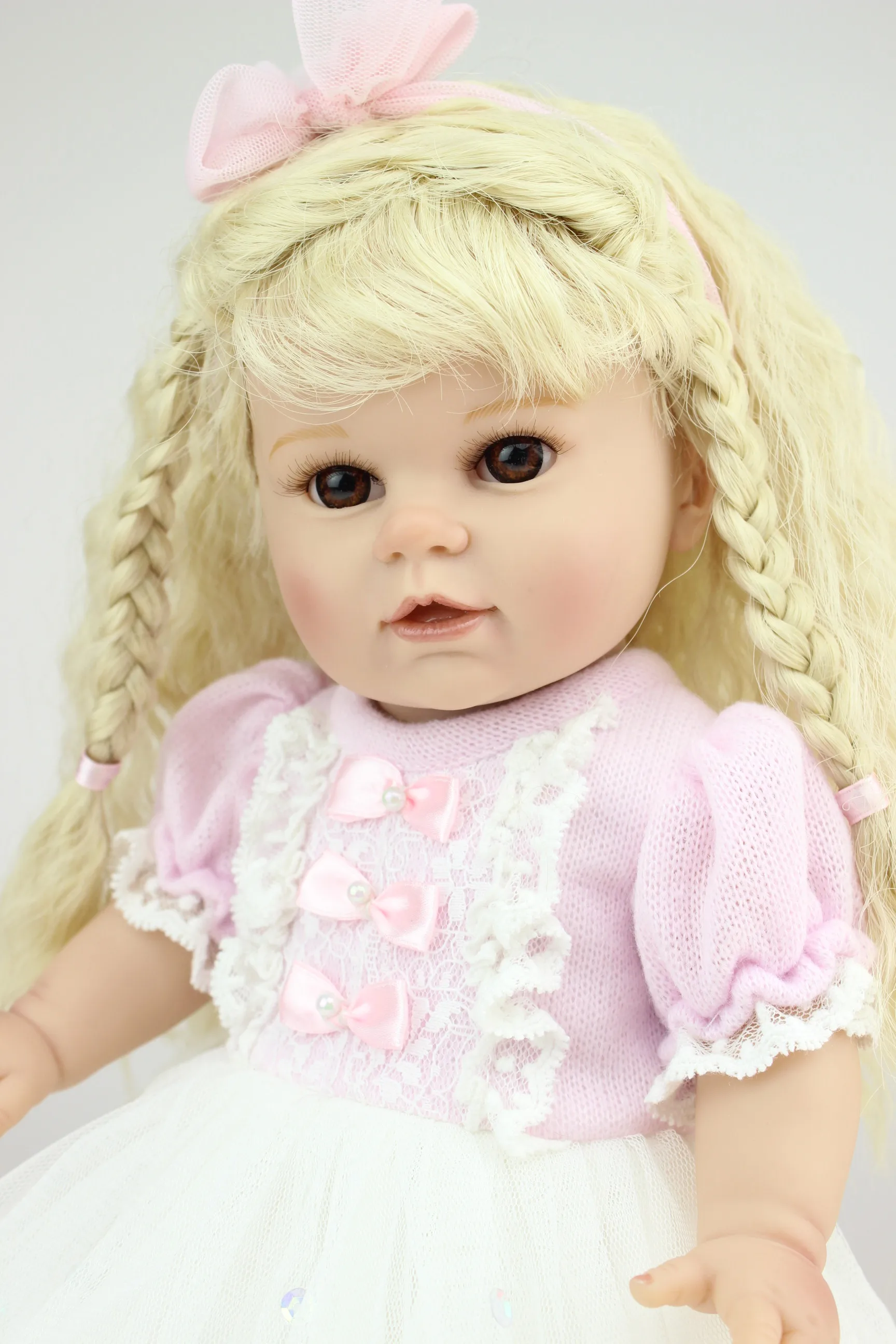NPK 40cm Total de Vinil Reborn baby Americano Bonecas Realistas Menina princesa de Silicone bebe reborn criança brincar com bonecas e Brinquedos de presente