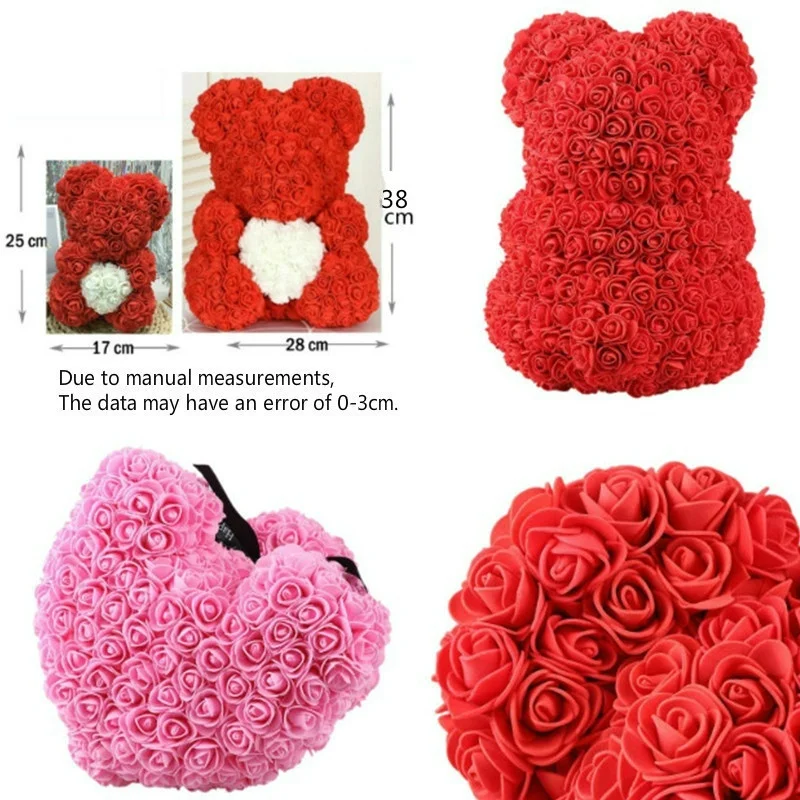 Rosa urso de simulação de flores Dia dos Namorados presente do dia da mãe rosa flor urso de presente de aniversário ursinho de pelúcia simulação rosa