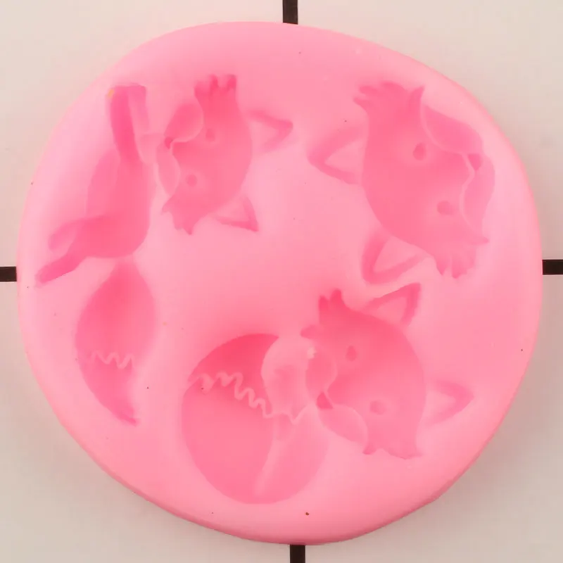 3D Fox Moldes de Silicone DIY Chocolate Argila Molde Cupcake Topper Fondant de Decoração do Bolo de Ferramentas de Sabão Artesanal Moldes de Resina