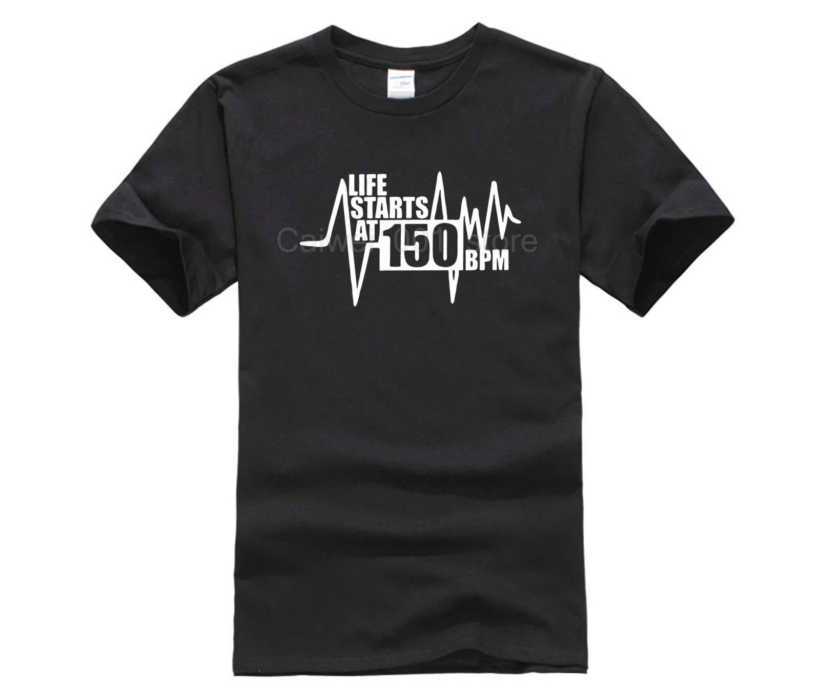 Homens quentes da diversão casual imprimir T-shirt Vida Começa A 150 BPM Hardstyle Homens Hardcore Dança DJ Homens da branca de manga curta t-shirt