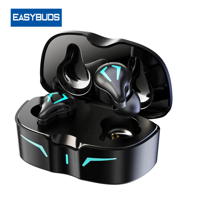 Easybuds de Jogos sem Fio Fones de 35ms Baixa Latência Fone de ouvido TWS compatíveis com Bluetooth, Fone de ouvido com Microfone Baixo LED Modo de Jogo