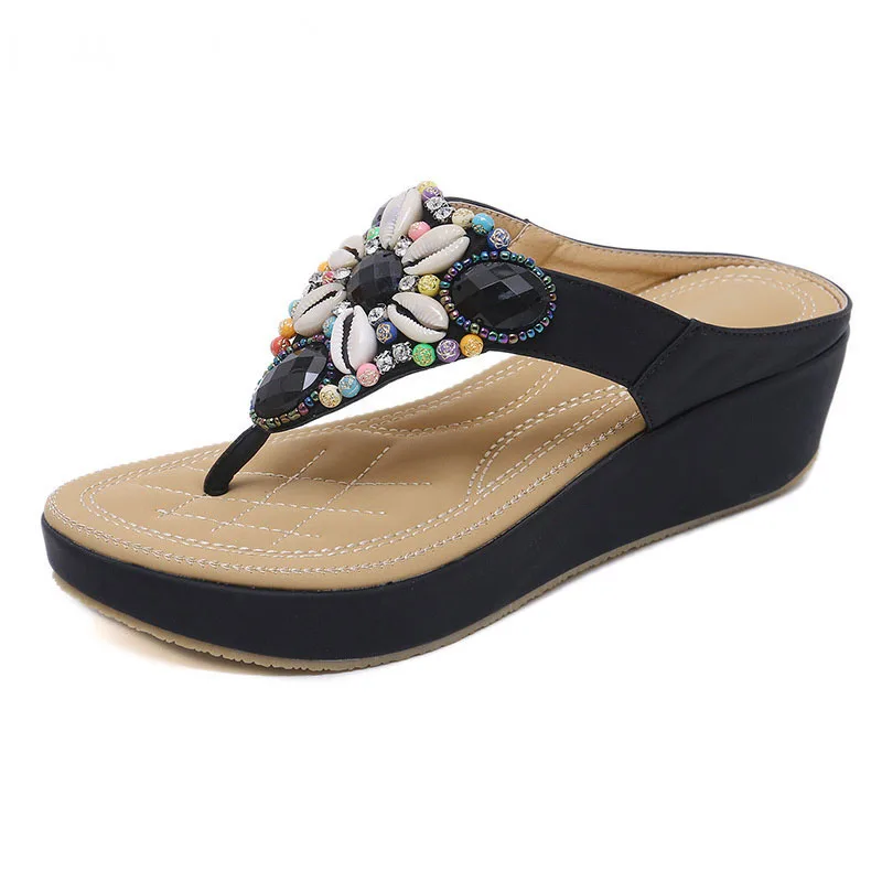 2020 Novo Flip-Flops Mulher De Verão Clipe Toe Sandálias Sapatos De Praia As Mulheres O Design Da Marca Cunhas Sandálias Respirável Sandalias