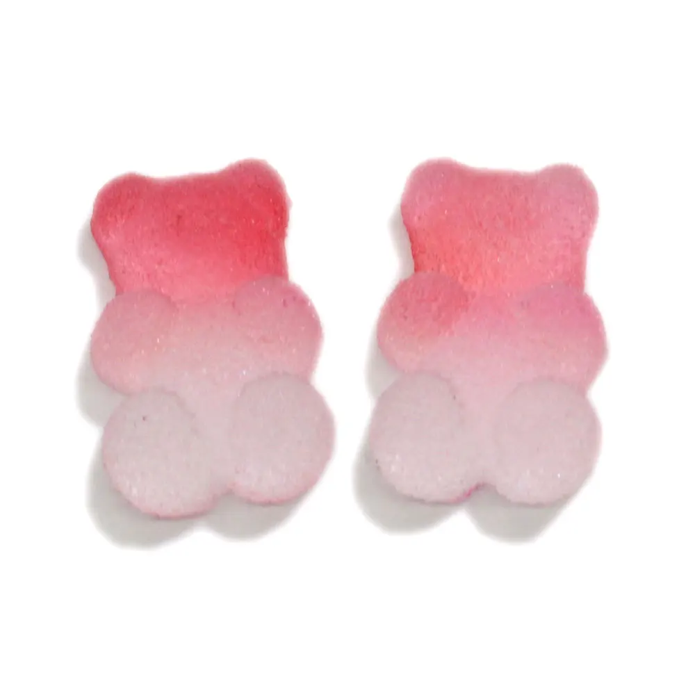 50/100pcs 10*16MM Misto Bonito PVC Macio Doces Gummy Bear Pérolas Doce Gummy Bear Flatback Encantos Para Decoração DIY
