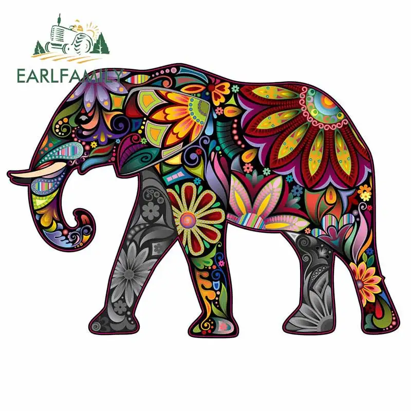 EARLFAMILY 13cm x 9,2 centímetros Para Colorido Paisley Elefante Material de Vinil Adesivos de carros de Moda Gráficos Decalque DIY Oclusão do Zero