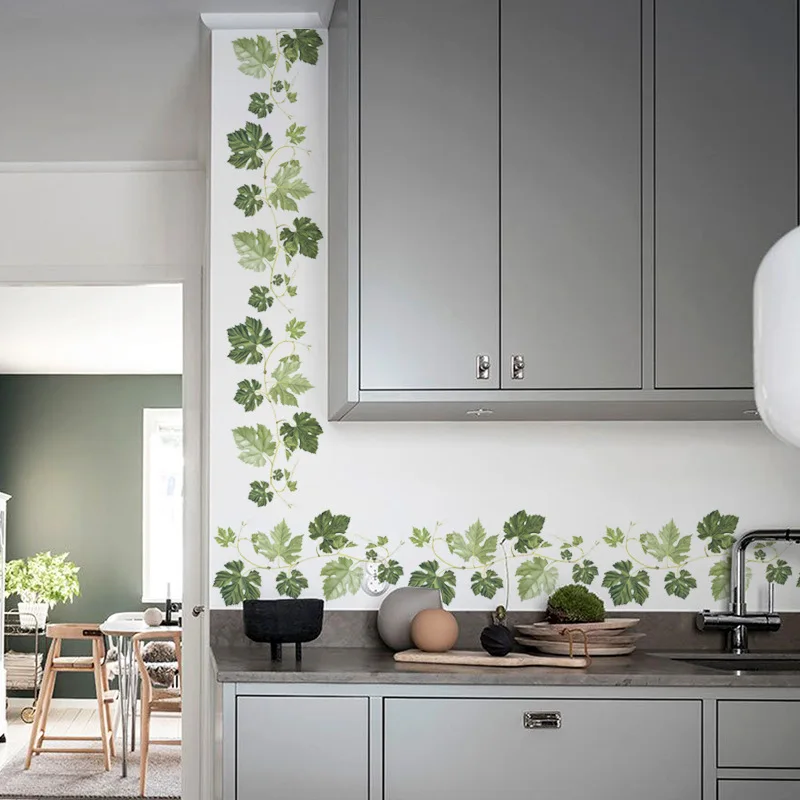 Verde folha da videira Rodapé adesivos de parede quarto sala de estar de Canto decoração arte mural de Contorno adesivos papel de parede decoração da casa