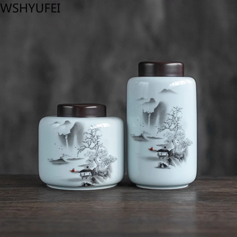 Grande capacidade de Cerâmica Tea Caddy oolong Tieguanyin Recipientes de viagem, saco Selado de café, chá jar do Agregado familiar do tanque de armazenamento