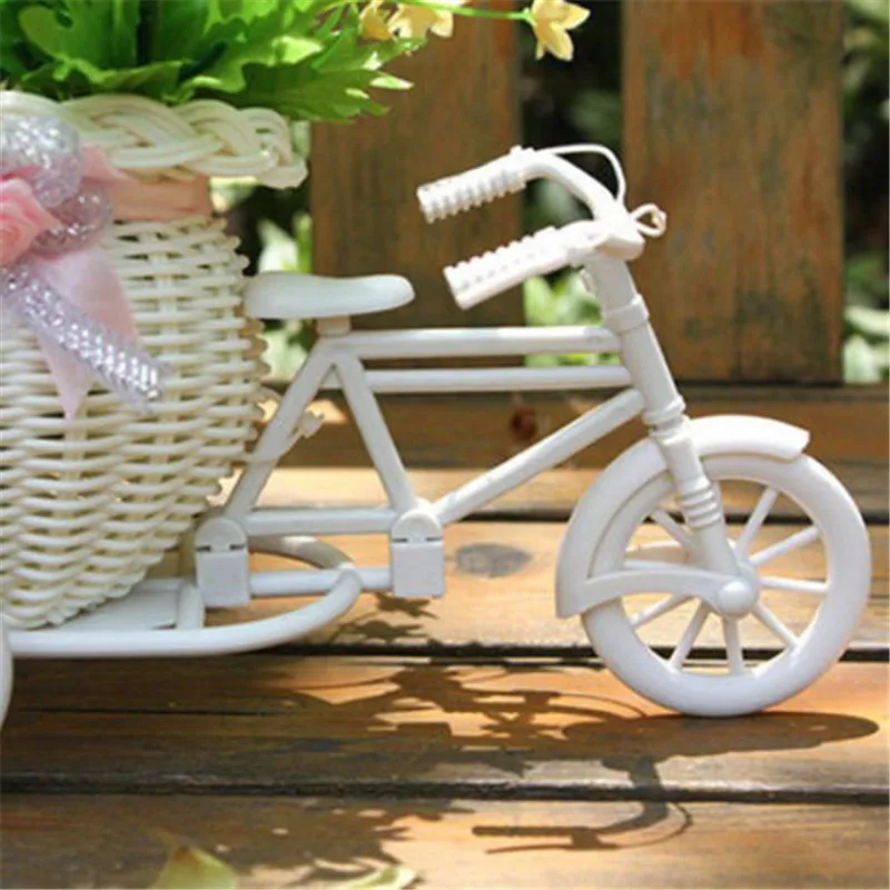 Bicicleta nova Decorativos Cesta de Flores Brancas Triciclo Moto de Design Cesta de Flor de Armazenamento DIY Festa de Casamento, Decoração de Potes