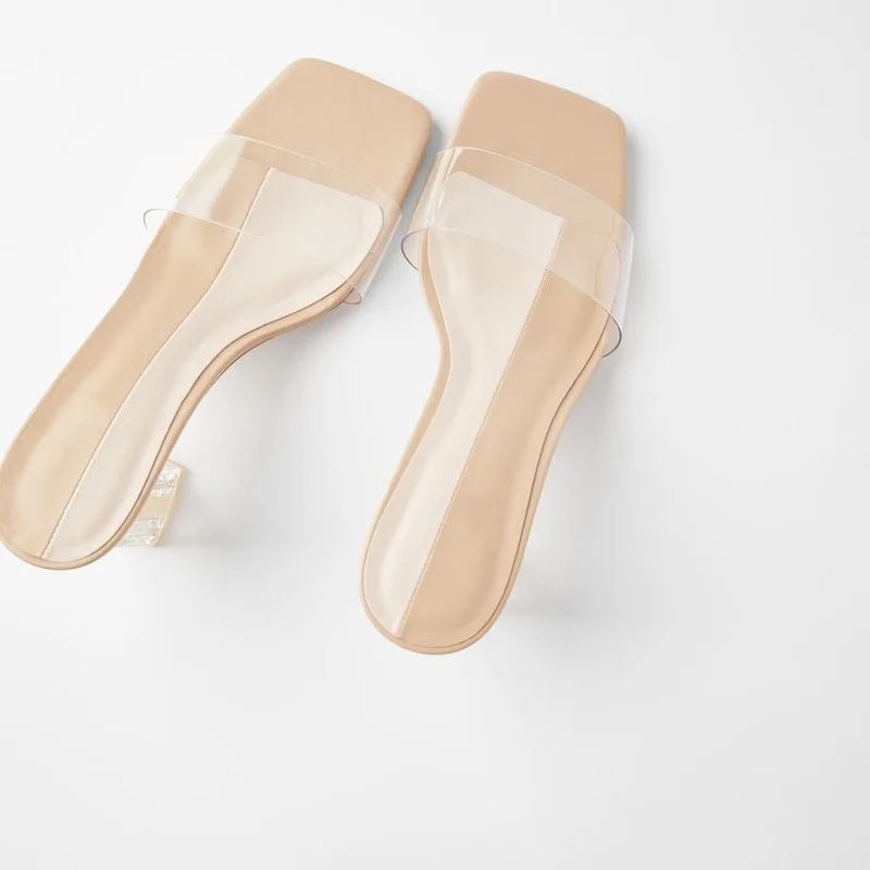 Nova marca de Sapatos de Mulher Natural de Plástico de Cor Sapatos de salto Alto Muller Sapatos de salto Alto Transparente de Moda de Sandálias de Dedo do pé Aberto Sapatos