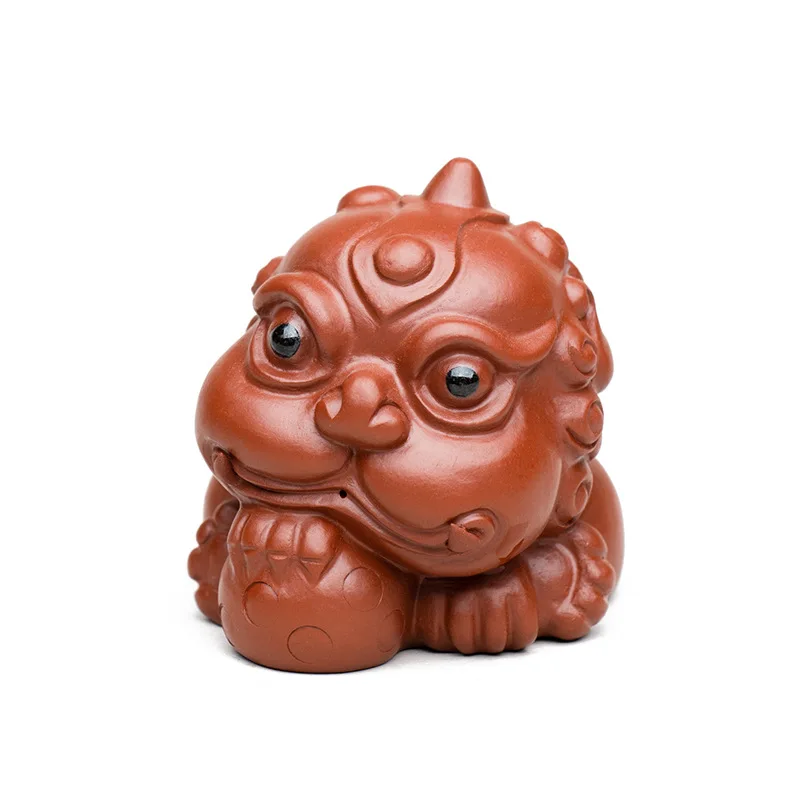 Chinês Roxo Argila Chá de estimação Sorte Estátua de Leão Estatueta Ornamentos feitos à mão Escultura de Trabalho de Artesanato Casa de Chá Decoração Presentes