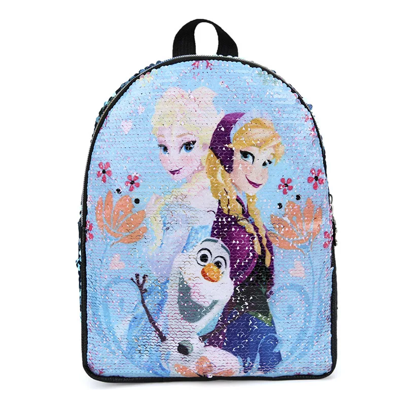 Disney Congelados Elsa de banda desenhada da menina Alterar imagem mochila princesa Lantejoulas mochila crianças mochila miniTravel baghandbag
