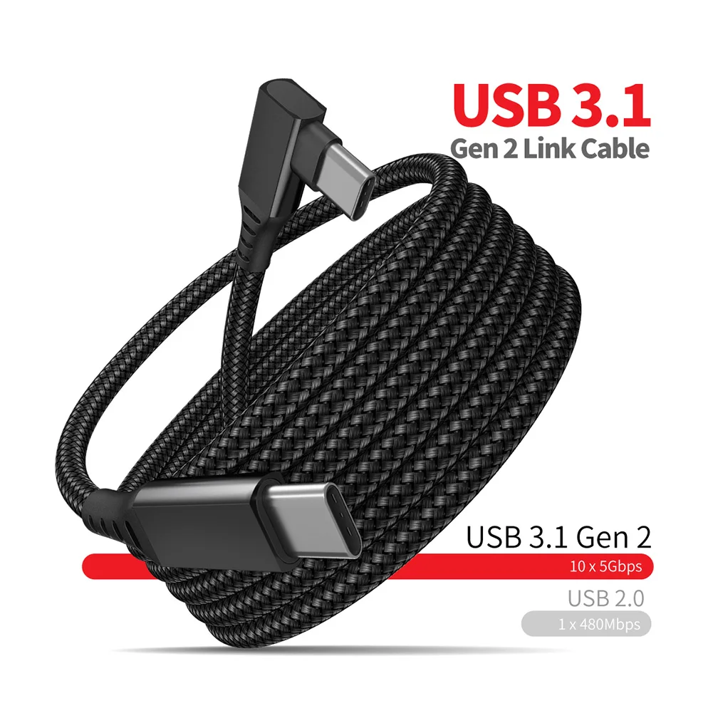 5M 6M USB Tipo C Cabo para o Oculus Quest 2 Cabo de Ligação Compatível VR Dados de Transferência Rápida de Carga USB C para USB Adaptador C