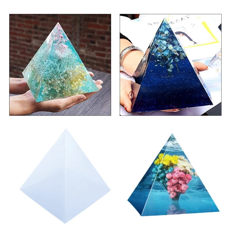 N7MF Criativo Pirâmide Tabela Enfeites de Cristal de Resina Epóxi Molde de Fundição com Moldes de Silicone