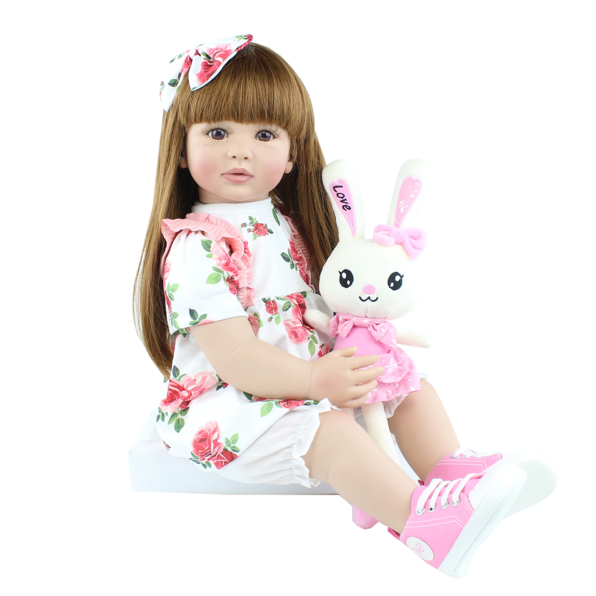 60 CM de Silicone Renascer da Criança da Boneca Brinquedo Vivo 24 polegadas de Vinil Princesa Bebês Vivo Bebe Vestir Menina de Presente de Aniversário