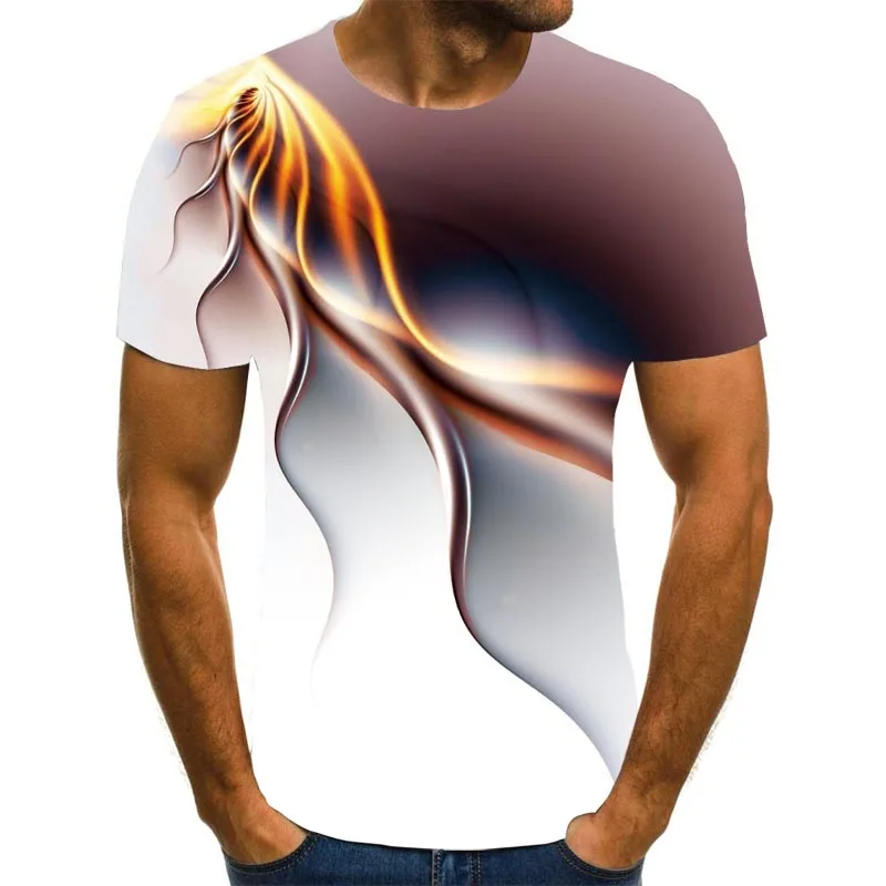 Camiseta Popular para hombre, 2021 3D Camiseta de manga corta con estampado, camiseta con rayos únicos, camiseta suelta con cuel