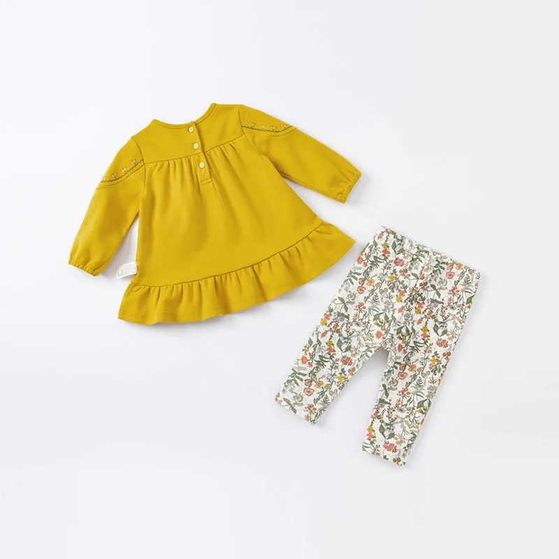 DB18623 dave bella outono bebê bonito meninas estampa floral conjuntos de vestuário da menina das crianças de moda de manga comprida conjuntos de crianças com menos de 2 pcs terno