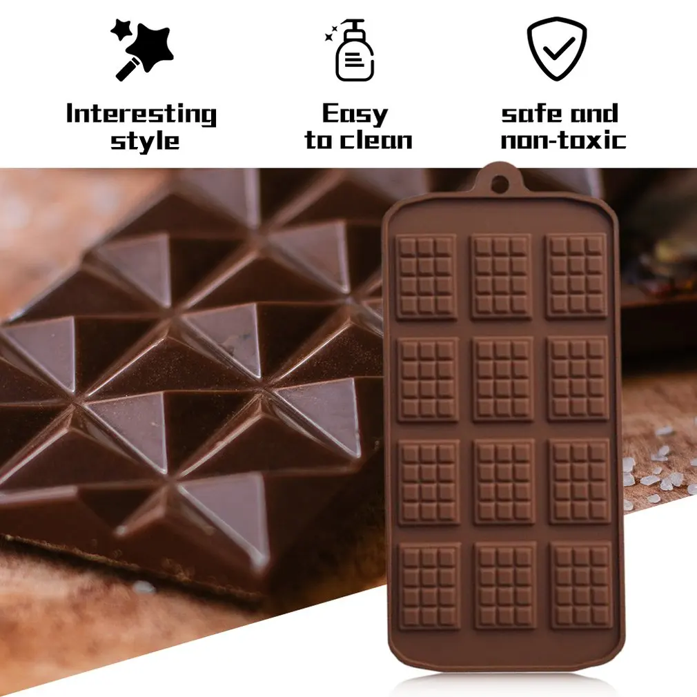 12 De Chocolate Do Molde De Silicone De Chocolate Do Molde Da Non-Vara Clássico Retângulo Barra De Chocolate Do Molde De Silicone Moldes De Chocolate