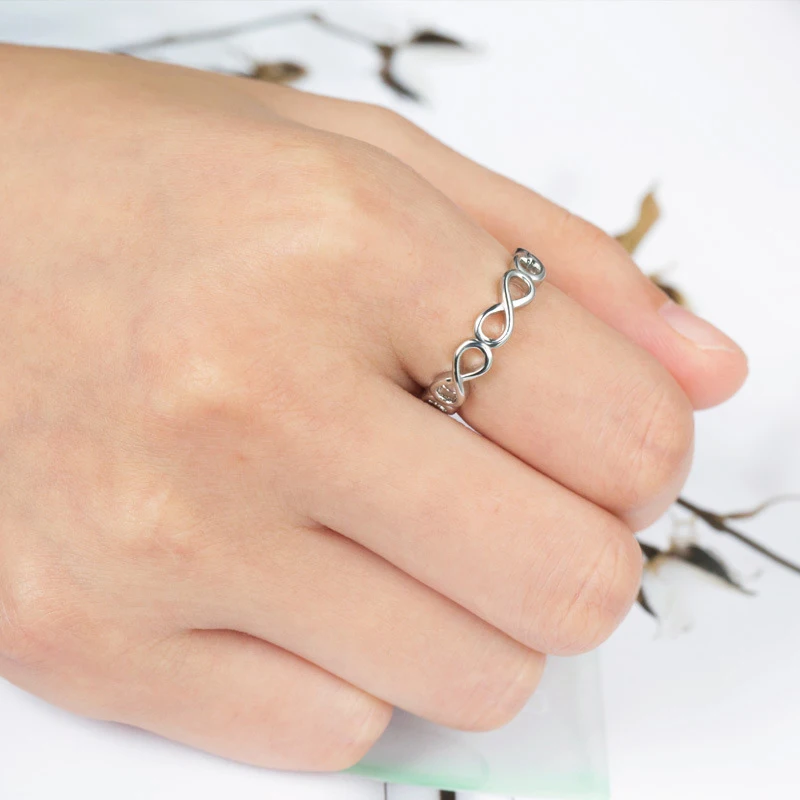 Alta Qualidade Banhado A Prata Da Moda Infinito Elegante Dedo Marca De Anéis Para As Mulheres De Casamento Noivado Presente Da Jóia