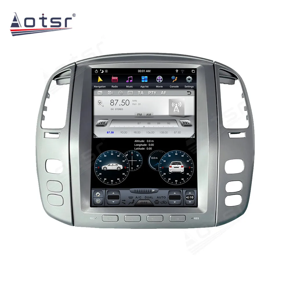 4+128G Para Toyota Land Cruiser LC100 2003+ Android Rádio Multimédia Carro Gravador Estéreo Leitor de Tesla em seu GPS Navi Unidade de Cabeça