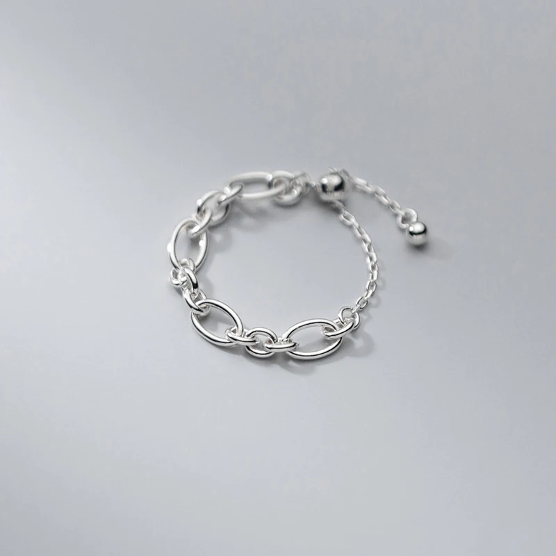 925 de Prata Ajustável Oval Anéis da Cadeia Charme Boho Minimalismo Presente de Aniversário Haut Femme Anillos Anéis para as Mulheres de Jóias