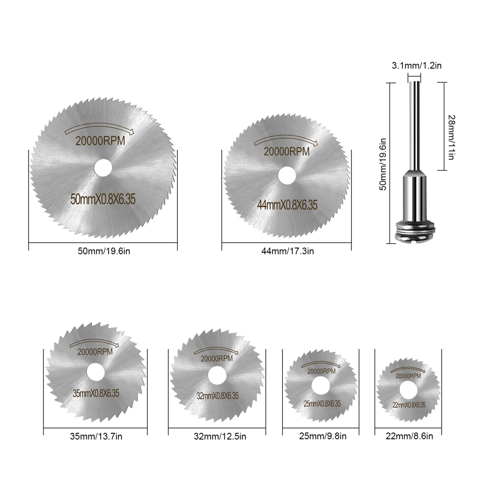 7Pcs Mini HSS Aço de Alta Velocidade de Serra de Disco Roda de Corte Circular Lâminas de Mandris de Brocas Ferramentas rotativas Preto