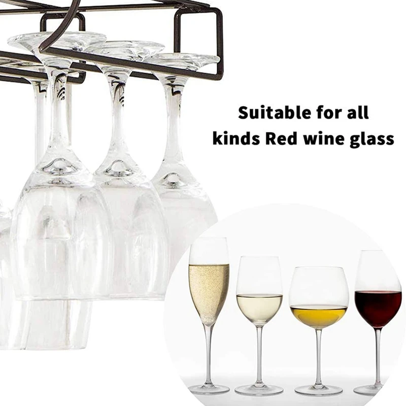 Copo de vinho Rack Sob o Armário - 3 Linhas Taças Rack,Ajustável, Vidro de Vinho Titular,para o Armário da Cozinha do Bar de Vinho de Vidro