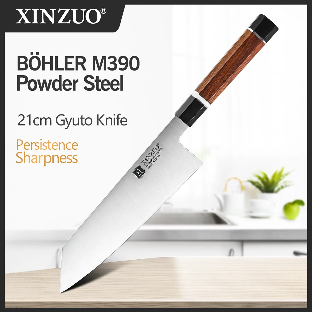 XINZUO 210mm Gyuto Faca 60-62 HRC Bohler M390 Pó de Aço Professional Chef de Cozinha Knive América do Norte Deserto Ironwood Lidar com