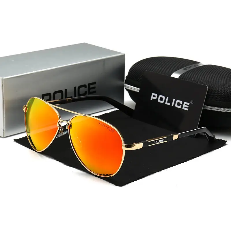 A POLÍCIA de Verão de Design Retro Mens Óculos de sol Polarizados Piloto de Alta Definição de Condução Espelho de Óculos de sol dos Homens Gafas De Sol