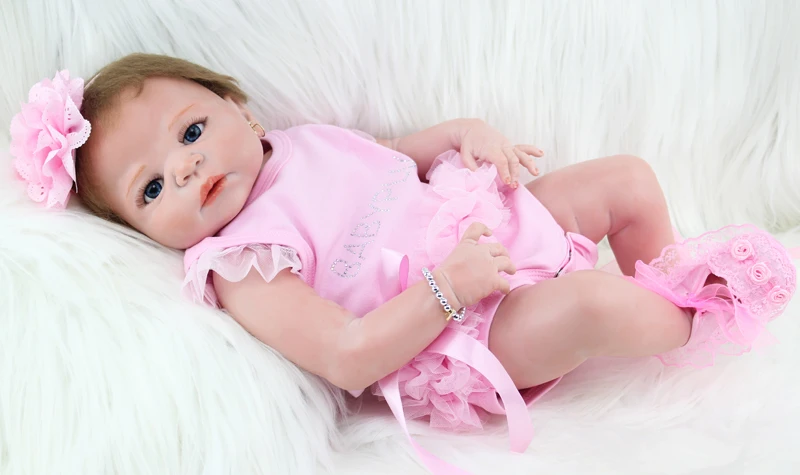 55 CM Novo Cheio de Silicone Corpo Renascido Brinquedos Realistas Recém-nascido Menina Bebês Princesa Bonecas de Criança Presente de Aniversário, Presente de Meninas