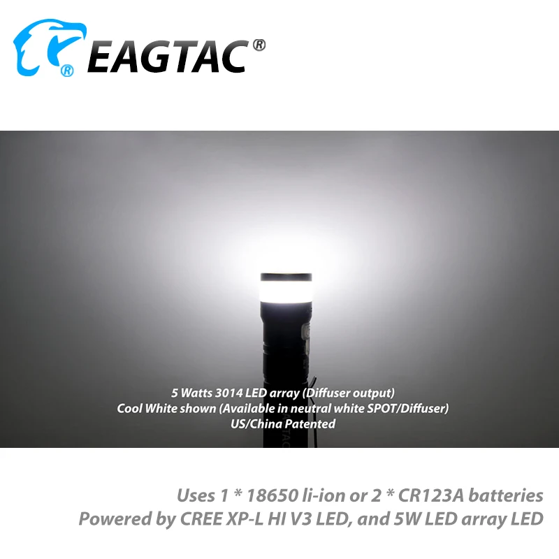 EAGTAC PX30LC2-DR Difusor XPL OI DIODO emissor de 1760 Lm USB Recarregável Lanterna Nichia 219C 18650 Incluído CR123A Acampamento de Leitura