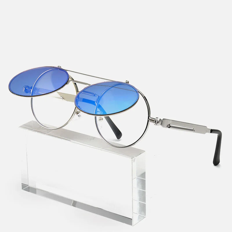 2020 Vintage Clássico Da Rodada Steampunk Gótico Óculos De Sol Masculino Feminino Marca De Moda Design De Metais Espelho De Inverter A Lente De Óculos De Sol Óculos