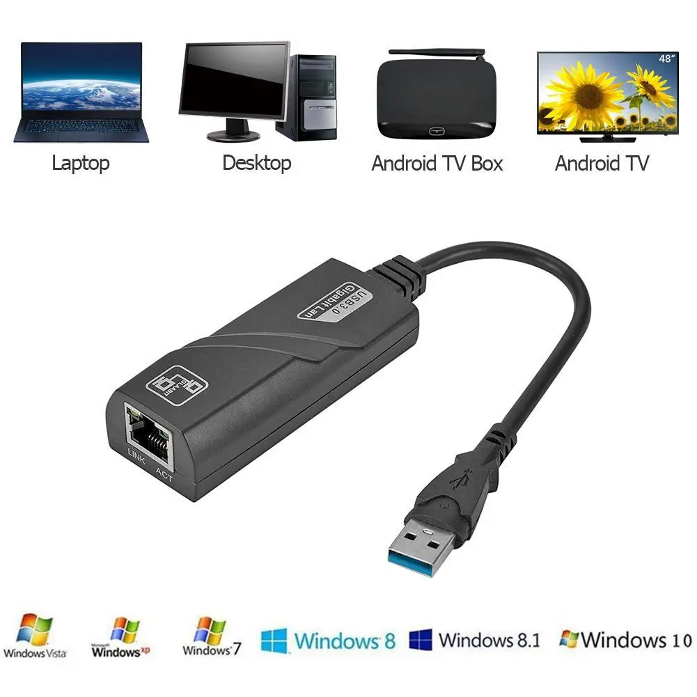 Mini USB 3.0 Gigabit Ethernet Adaptador USB para RJ45 Lan Placa de Rede para Windows 10 8 7 XP Laptop PC Computador