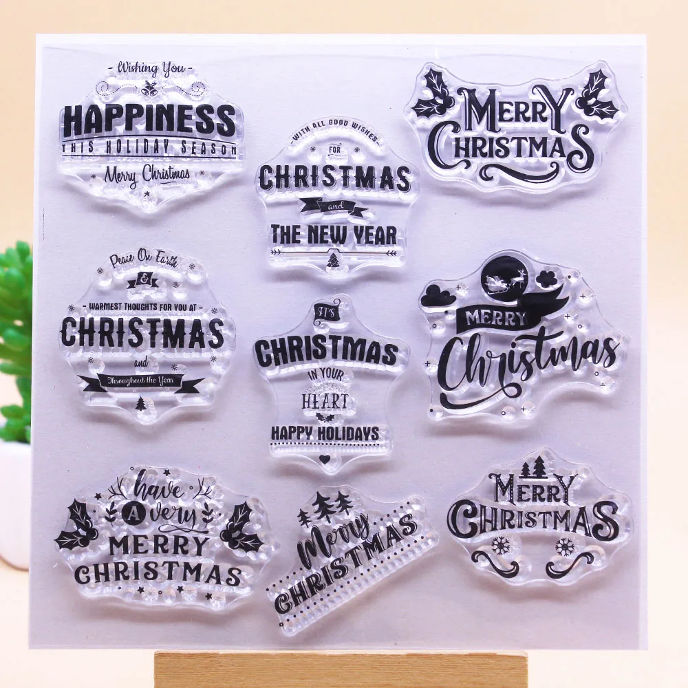 Feliz Natal a Felicidade Sentimentos Transparente Clara Selos Selos de Silicone para DIY Scrapbooking Artesanal Cartão de Fazer
