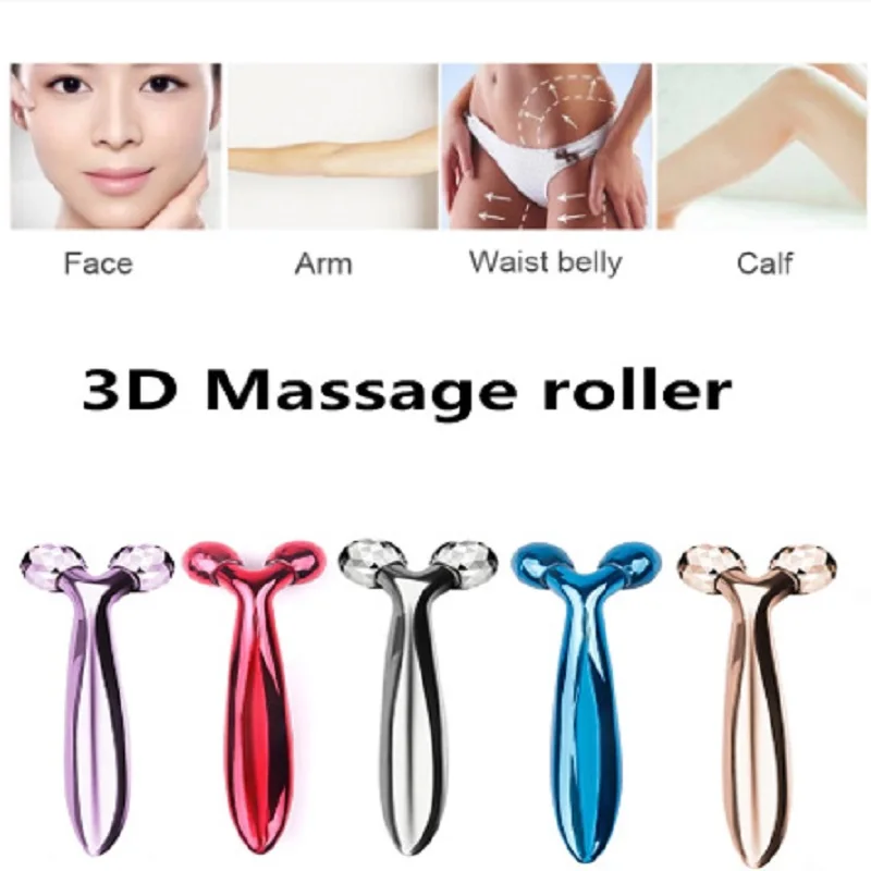 3D Rolo Massajador 360 Rode Prata Fina com o Rosto Cheio Forma do Corpo Massager Levantamento Removedor de Rugas Facial, Massagem de Relaxamento Ferramenta