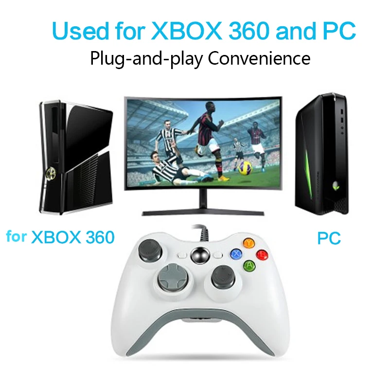 USB com Fio controle de jogo Para Xbox 360 Controlador Dual Vibration Joystick sem Fio Mando para Xbox 360, o Windows 7 8 10 PC Controlador