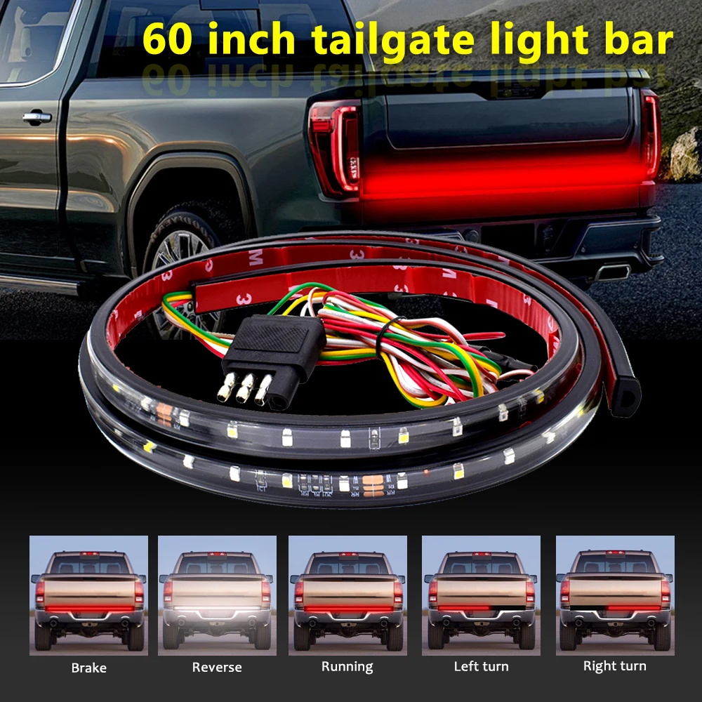 60Inch Caminhão Traseira LED Faixa de Luz que Flui Inversa volta do Freio Lâmpada de sinalização para retirada SUV Dodge Toyota, Mazda Chevrolet 12V