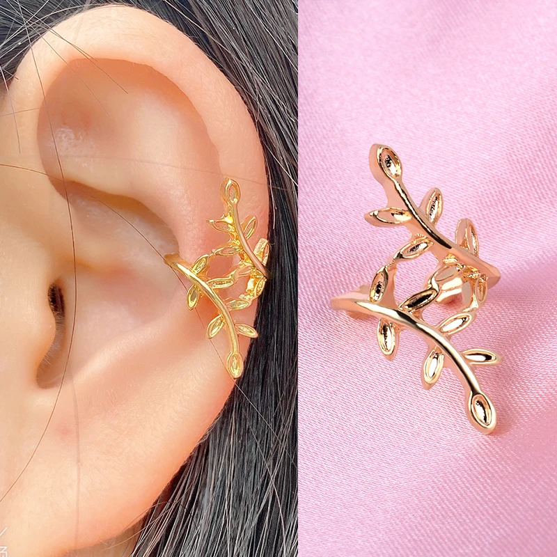 1PCS Simples Forma de Estrela de Cristal de Zircão Ear Cuff Para as Mulheres Charmosas da Cor do Ouro Folha Clipe de Brincos Sem Piercing Jóias