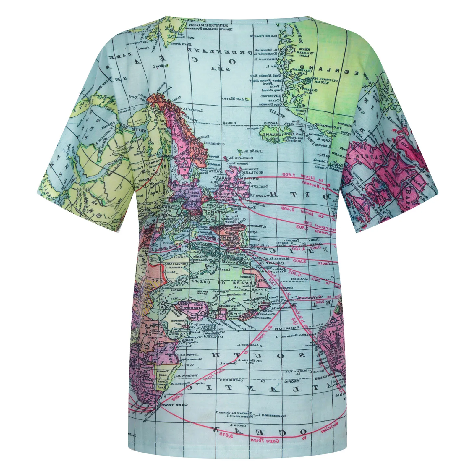 2021 Novo Tie-dye Elemento de T-shirt Impresso Mulheres maiores de Mapa Padrão Impresso Casual manga Curta Topo Blusa Футболка Женская