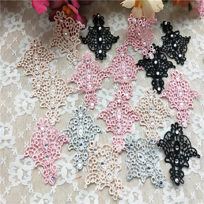 (20pcs/lote)Veneza costura flor preto~cor-de-rosa~gray~tez de esferas ocas vestido de renda applique bordado lace padrão