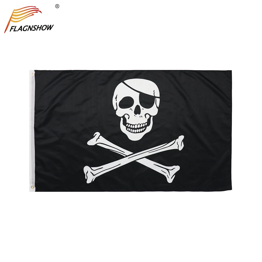 Flagnshow Bandeira De Pirata Poliéster De Alta Qualidade Impressa Pirata Jolly Roger Bandeira