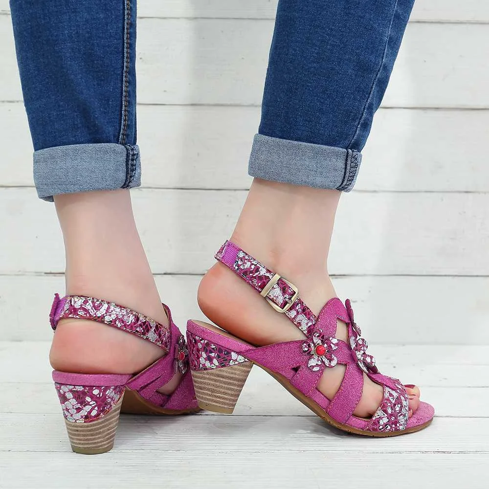 Sandálias Super Confortável, Lantejoulas Padrão Floral Veias Gancho Loop Sandálias Elegantes Sapatos De Verão As Mulheres 2020