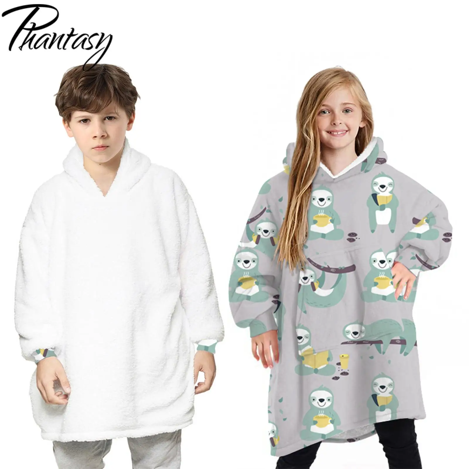 Phantasy Inverno Avisar Cobertor Pijama Infantil dos desenhos animados de Impressão Casacos de Moletom Ano Novo com Capuz Outwear Pulôver de Meninos Meninas rapazes raparigas