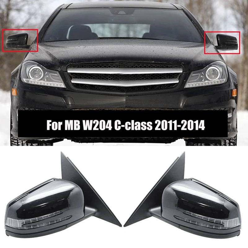 Para 2011-Mercedes Benz C W204-Calss C200 C250 C300 C350 C63 Lado da Porta do Poder Espelho de Vista Traseira Assembleia Preto
