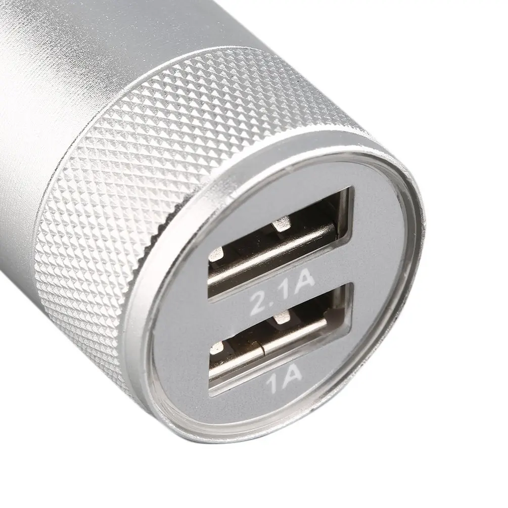 De alumínio Anti-Corrosão e Uso Sustentável 1.0/2.1 Uma Dupla-Porta USB Liga de Alumínio Universal Rápida Adaptador de Carregador de Carro
