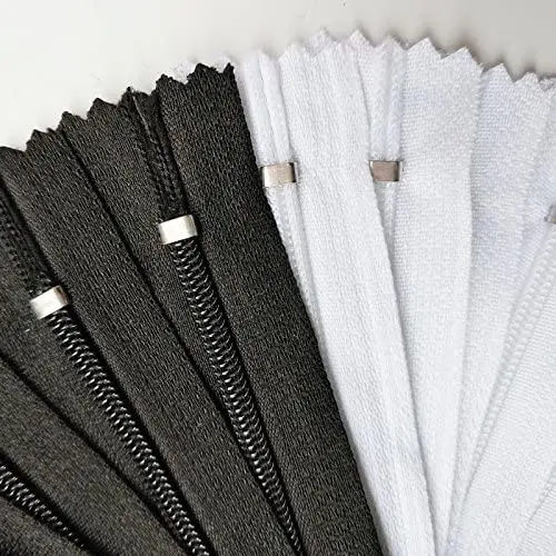 10 Pcs de 15 a 60 cm (6-24 Polegada) Qualidade de Preto Branco Misturado Comprimento DIY Acessórios Zíperes de Nylon sob Medida Vestuário Costura Artesanato