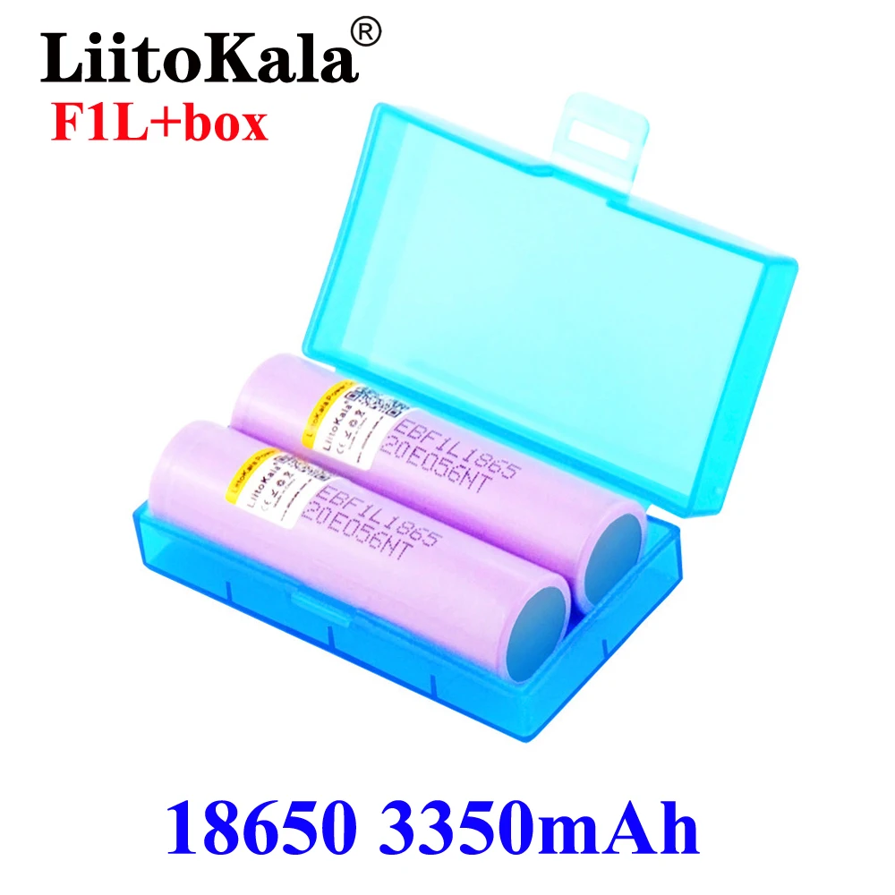 LiitoKala F1L Original 3,6 V 18650 INR18650 F1L 3350mAh 3400mah 4.2 V Cortar Pilhas Recarregáveis Para baterias da Lanterna caixa